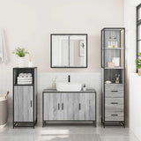 ZNTS 3 Piece Bathroom Furniture Set Grey Sonoma Engineered Wood 3301133