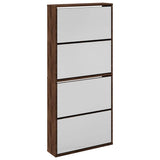 Shoe Cabinet with Mirror 4-Layer Brown Oak 63x17x134 cm 3228279