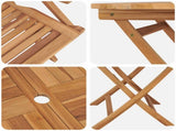 5 Piece Folding Garden Bistro Set Natural Solid Teak Wood 3434090