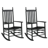 Rocking Chairs with Curved Seats 2 pcs Black Solid Wood Poplar 3281586