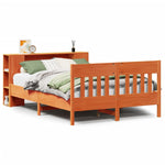 ZNTS Bookcase Bed without Mattress Wax Brown 140x190cm Solid Wood Pine 3323190