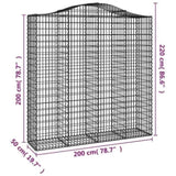 Arched Gabion Baskets 4 pcs 200x50x200/220 cm Galvanised Iron 3145747