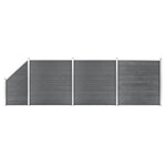 WPC Fence Set 3 Square + 1 Slanted 619x186 cm Grey 3053235