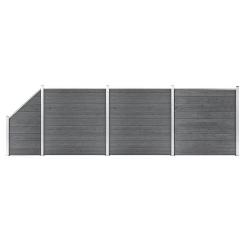 WPC Fence Set 3 Square + 1 Slanted 619x186 cm Grey 3053235