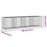 Gabion Basket with Cover 400x100x100 cm Galvanised Iron 3295196