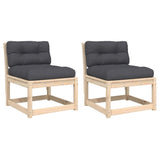 Garden Sofas with Cushions 2pcs Solid Wood Pine 844704