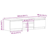 TV Cabinet Black Oak 140x40x35.5 cm Engineered Wood 862440