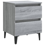 Bed Cabinet with Metal Legs Grey Sonoma 40x35x50 cm 813130