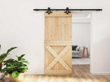 Sliding Door Natural and Black 70 x 210 cm Solid Pine Wood 3445054