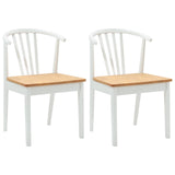 Dining Chair 2 pcs White and natural Solid Rubberwood 42020398