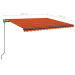 ZNTS Manual Retractable Awning with Posts 4x3.5 m Orange and Brown 3070220