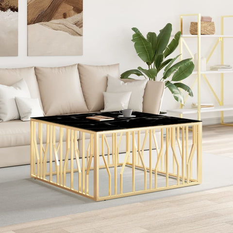 ZNTS Coffee Table Gold 100x100x50 cm Stainless Steel and Glass 350068