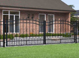Fence Gate "KAMPEN" with Spear Top Black 302x125 cm Steel 151096