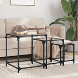 Nesting Coffee Tables 3 pcs with Transparent Glass Top Steel 845986