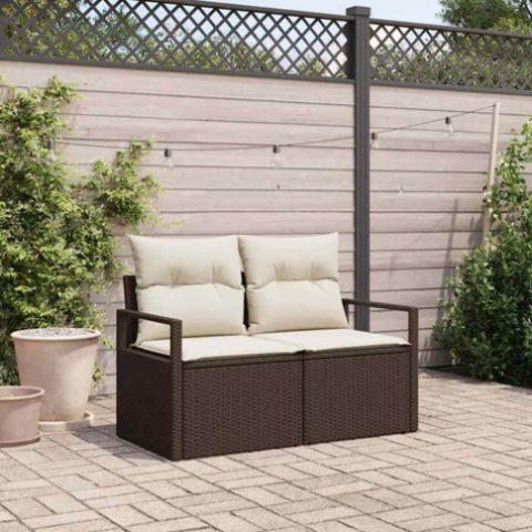 Garden Sofa with Cushion Brown 120 x 62 x 69cm Poly Rattan 42006763