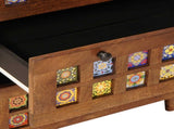Sideboard 3 pcs Walnut 60 x 33.5 x 75 cm Solid Mango Wood 3310089
