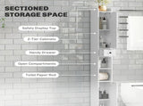 Tall Bathroom Cabinet, Farmhouse Slim Bathroom Storage Cabinet with Barn Doors, Toilet Paper Roll T3398P423554