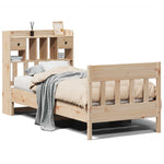 ZNTS Bed Frame without Mattress 100x200 cm Solid Wood Pine 3323266
