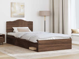 Bed Frame with Headboard Brown Oak 90 x 190 cm Solid Pine Wood 3413368
