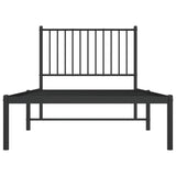 Metal Bed Frame without Mattress with Headboard Black 90x200cm 350857