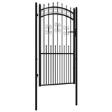 ZNTS Fence Gate with Spear Top Black 103x225 cm Powder-coated Steel 151093