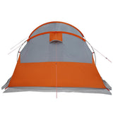 Camping Tent Tunnel 4-Person Grey and Orange Waterproof 94633