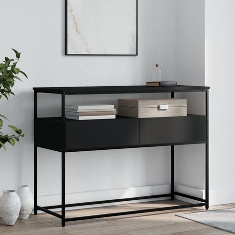 ZNTS Console Table Black 100x40x75 cm Engineered Wood 834150