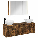 Bathroom Cabinet Set 4 pcs Smoked Oak Engineered Wood 3406627