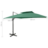 Cantilever Garden Parasol Green Polyester Large Tiltable 312370
