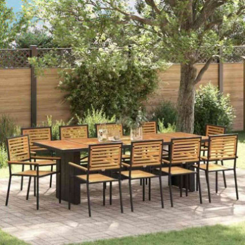 Garden Dining Set 11 pcs Black 240 x 90 x 75 cm Poly Rattan 3365448