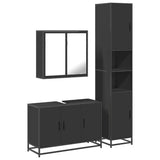 ZNTS 3 Piece Bathroom Furniture Set Black Engineered Wood 3301070