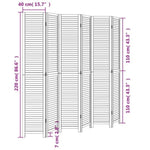 ZNTS Room Divider 6 Panels White Solid Wood Paulownia 358844