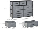 Nine Drawer Fabric Dresser - Grey T3398P329955