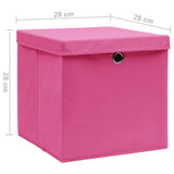 Storage Box Set of 10 Pink Non-woven fabric 28x28x28 cm 325206
