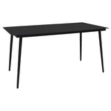 Dining Set Black Cotton Rope, Powder-Coated Steel, Tempered Glass 48570