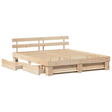 Bed Frame with Headboard Brown 200 x 200 cm Solid Pine Wood 3382262