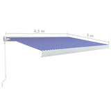 ZNTS Manual Cassette Awning 450x300 cm Blue and White 3052677