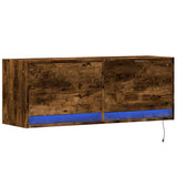 TV Wall Cabinet with LED Lights Smoked Oak 100x31x35 cm 852366