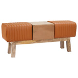 Bench 110 x 30 x 45 cm Real Leather Brown 42042120
