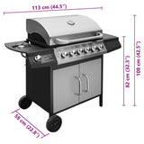 Gas Barbecue Grill 61 Cooking Zone Black and Silver 41907