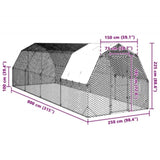 Chicken Run with Roof 2.5x8x2.25 m Galvanised Steel 3328528