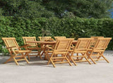 Folding Garden Chair Set of 8 Natural Teak Solid Teak Wood Medium 3155051