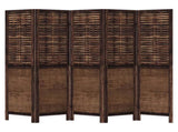 Room Divider 5 Panels Dark Brown Solid Wood Paulownia 358709