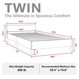 Bed Frame without Mattress Light Grey Twin Fabric 347447