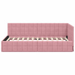 Corner Bed Frame with Headboard Pink 90 x 200 cm Velvet 42016391