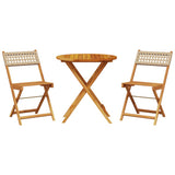 Bistro Set Beige, Wood Solid acacia wood, PE rattan Medium 3281840