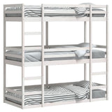 Triple Bunk Bed without Mattress White 80x200 cm Solid Wood Pine 3284252