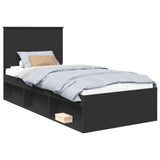 Bed Frame with Headboard Black 90 x 190 cm Solid Pine Wood 3409400