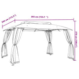 Gazebo with Double Roof and Mesh Walls Anthracite 3.93x2.93 m Steel 368452