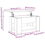 Coffee Table Smoked Oak 79x49x41 cm Engineered Wood 819275